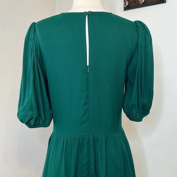 REFORMATION Dulce Mini Puff Sleeve Dress in Emerald, 8 - Picture 9 of 16